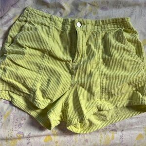 4/$25 RVCA High Waist Yellow/green Corduroy Shorts sz M